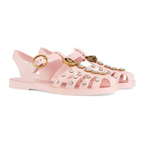 gucci pink rubber sandals|Gucci snakeskin sandals.